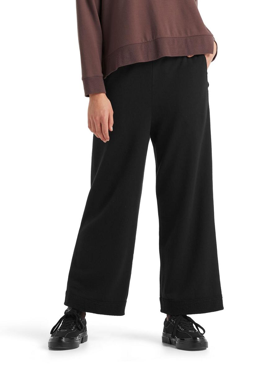 Black Women\'s Icebreaker RealFleece™ Merino Dalston Wide Pants | USA 1518YXFU